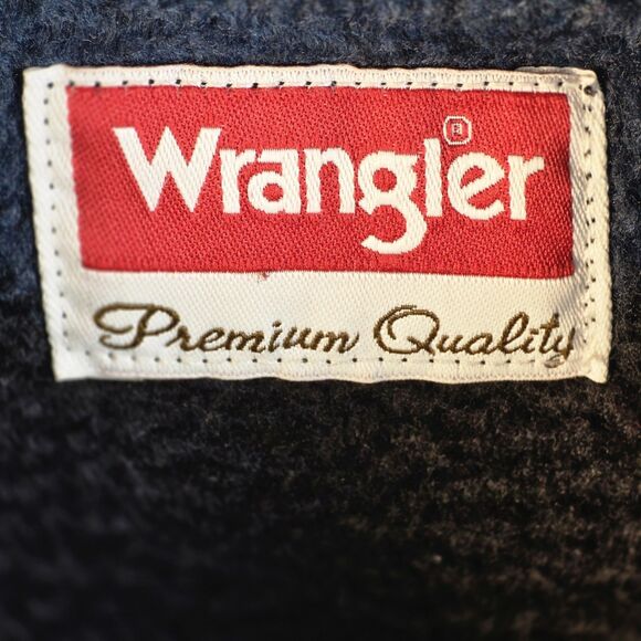 WRANGLER Premium Quality Flannel Men's Medium Fleece Blue Plaid Button Up - Picture 4 of 10